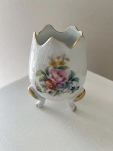 Vintage Limoges Castel France 3" Footed Egg Bud Vase Hand Painted - Picture 1 of 6