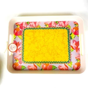 Anthropologie Alexandra Farmer Bamboo Floral Melamine Tray The Flock 16 x 12 - Picture 1 of 4