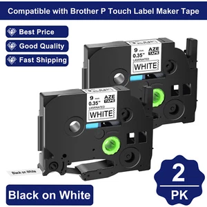 2PK Compatible Brother P-Touch PT-1010 TZe-221 TZ-221 Black on White Tape 9mm - Picture 1 of 15
