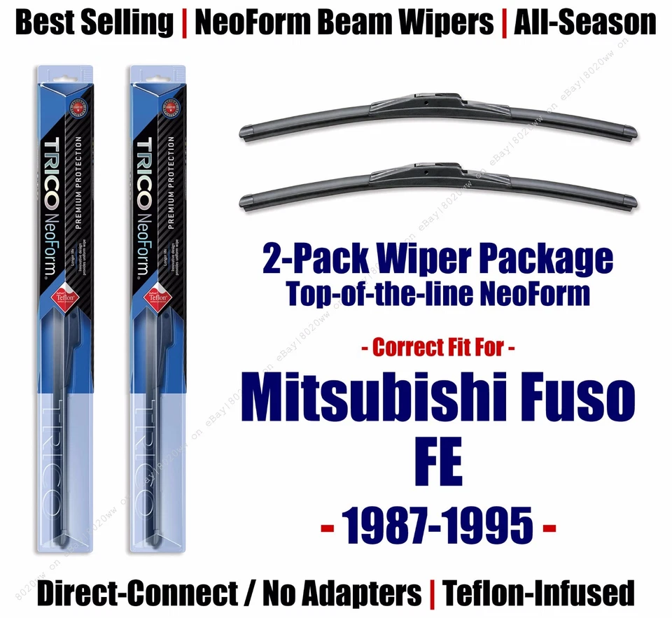 2pk Super-Premium NeoForm Wipers fit 1987-1995 Mitsubishi Fuso FE 16190x2 Foto 1 de 1