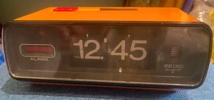 【AS-IS】SEIKO QN423K Flip Clock Orange Vintage Retro Rare Patapata 70s Used JAPAN - Bild 1 von 6