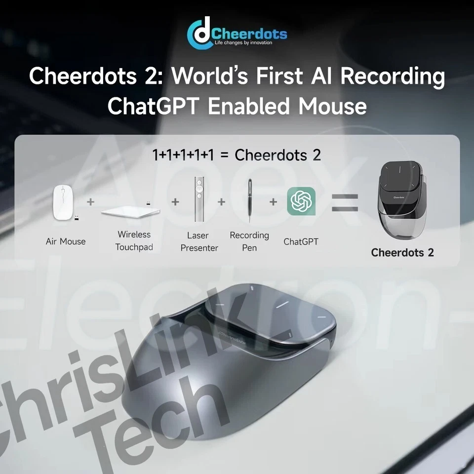 Cheerdots2 Bluetooth Detachable AI Air Mouse Wireless Split AI-Recording Mouse - Image 1 of 4