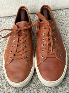 Frye Brett Low Sneakers Men's Size 12 - Cognac Brown Leather Pre-Owned - Picture 1 of 8
