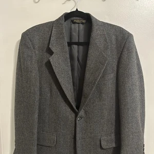 VINTAGE Tweed Jacket M Gray 100% Lambs Wool Blazer Cricketeer - Picture 1 of 8