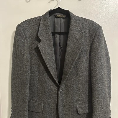 VINTAGE Tweed Jacket M Gray  100% Lambs Wool Blazer Cricketeer - Image 1 of 4