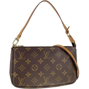 Bolso de Mano Louis Vuitton Monograma Pochette Accesorios 2 Vías Cuero Marrón 3323 - Imagen 1 de 22