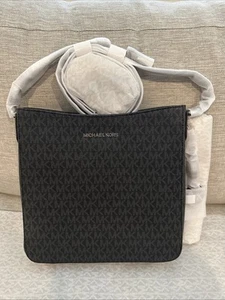 New Michael Kors Jet Set Travel Black NS Messenger CrossBody Bag w Leather Strap - Picture 1 of 4