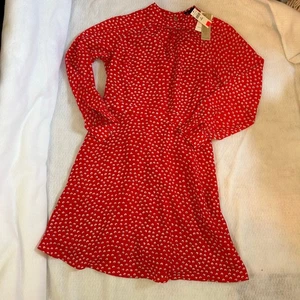 Banana Republic Factory rotes Langarm Blumen Kleid Größe 4P neu mit Etikett - Bild 1 von 13