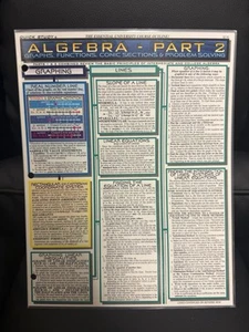Quick Study Guide Book Algebra - Part 2 Mathematics Math Bi-Fold Laminated - Picture 1 of 2