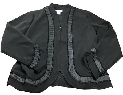 Blazer Victor Costa para mujer talla L negro ribete de encaje cremallera completa manga larga forrado nuevo con etiquetas Foto 1 de 4