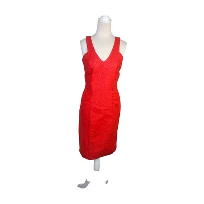 Stephen Dattner Vintage Leather Dress Size 12 Red Floral Pattern Sleeveless - image 1 of 4