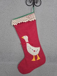 Vintage Weihnachtsstrumpf Gans Applikation Häkelborte Kurt Adler Cottagecore - Bild 1 von 10