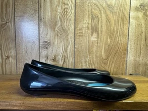Oka-b Black Patent Rubber Ballet Flats Sz 11 - Picture 1 of 6