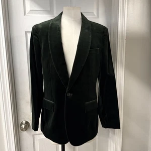 Herren 42R J Crew Ludlow Slim Fit Schalkragen Smoking Sakko Grün Samt Blazer - Bild 1 von 19