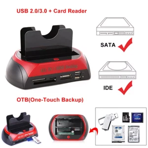 Hard Drive Reader Case HDD Docking Station Dual 2.5/3.5inch SATA IDE USB 2.0/3.0 - Picture 1 of 15