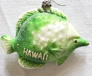 Aloha Fisch Weihnachtsschmuck Glas hellgrün 4" handbemalt Hawaii mit Box Rarität - Bild 1 von 8