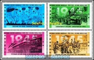 CANADA 1995 CANADIAN WWII WORLD WAR 1945 MINT FV FACE $1.72 MNH STAMP SET BLOCK - Picture 1 of 3