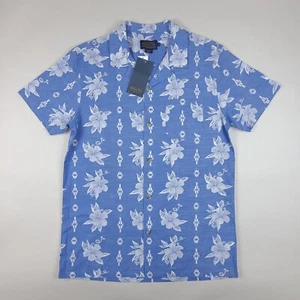 Pendleton Shirt Mens Medium Blue Hawaiian Camp Loop Collar Floral Aztec - Picture 1 of 14
