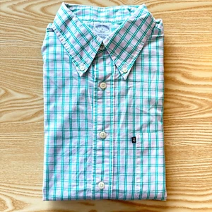 Brooks Brothers Large Shirt Mens White Blue 25" Pit-to-Pit Designer Slim Fit Men - Imagen 1 de 11