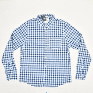 NEW Hollister Men Button Shirt Plaid Long Sleeve Cotton Blue Size XL Stretch - Picture 1 of 8