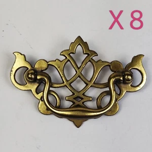 Set of 8 Keeler Brass 1995 Drawer Handle Batwing Drop Bail Pull 3” C-C - Picture 1 of 16