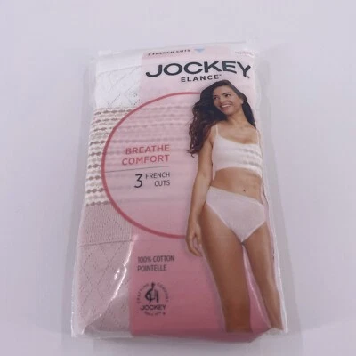 Jockey Elance 3 Bragas Corte Francés 100% Algodón Respiración Comodidad Rosas Talla 10 3XL Foto 1 de 4