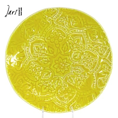 NEW Crate & Barrel JARS FRANCE - TOULOUSE - YELLOW 9.5" Plate Floral Freeform - Image 1 of 4