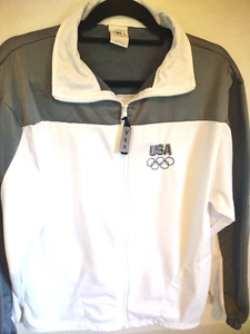 United States Olympic Committee Full Zip Poly Jacket White Gray Size Large USA - Picture 1 of 12