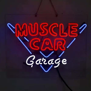 Letrero de neón Muscle Car Garage 19x15 bar de cerveza cueva garaje decoración de pared regalo - Imagen 1 de 3