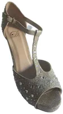 Tacones de mujer oro plata brillo 5 pulgadas Foto 1 de 4