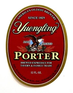 Yuengling PORTER oval beer label PA 12oz Var. #6 -Rayed background Gold borders - Picture 1 of 1