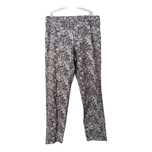 Krazy Larry Womens Pull On Skinny Ankle Pants 6 Black Gray Floral Slimming - Picture 1 of 3