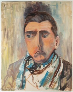 Rare Vintage Mildred E. Lusk Oil Painting of Man's Portrait, Fun & Quirky 67 - Picture 1 of 7