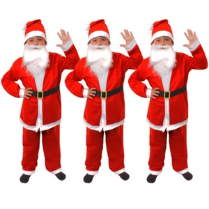 PACK OF BOYS SANTA CLAUS COSTUME BUDGET FATHER CHRISTMAS SUIT FANCY DRESS LOT - Picture 1 of 6