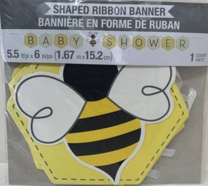 Bumblebee Baby Baby Shower Ribbon Banner 6" x 9' Paper Baby Shower Decoration - Picture 1 of 2