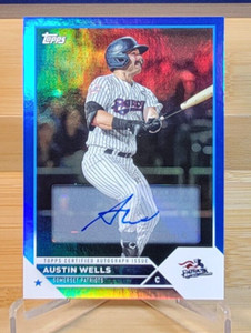 2023 Topps Pro Debut #PD-10 Austin Wells Blue Foil Auto #136/150 Patriots