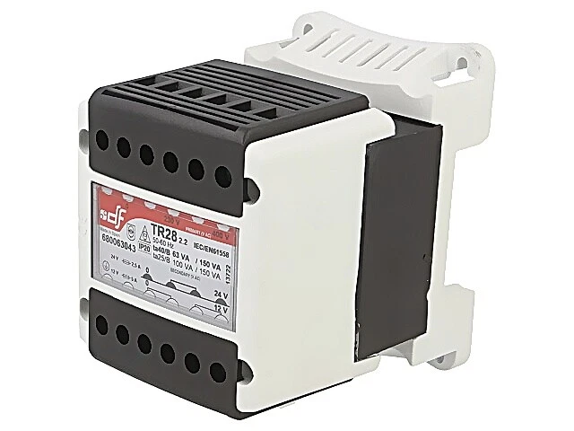 680063043 Transformer: Mains 63VA 230VAC,400VAC 12V 24V DIN IP20 DF ELECTRIC - Image 1 of 1