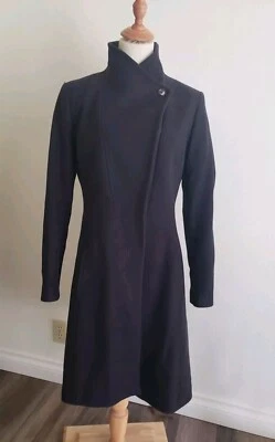 Abrigo Reiss Lana Militar Asimétrico Embudo Alto Simulado Cuello M Azul Marino Foto 1 de 4