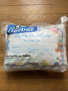 Vintage Gerber Birth Certificate Keepsake Pillow 10" x 13" 100% Polyester