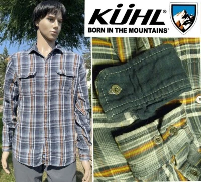 Camisa KUHL destrozada de gasa forrada de franela suave contraste puños abatibles a cuadros hombres Grande Foto 1 de 4