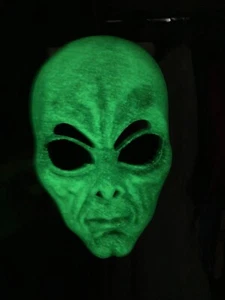 Halloween Glow In the Dark Alien Mask One size fits all - Afbeelding 1 van 4