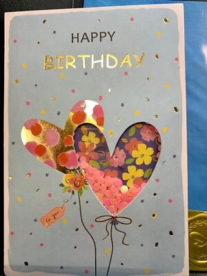 Happy Birthday Shaker Card Pink Confetti Heart Balloon - Image 1 of 3