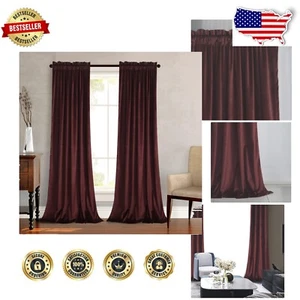 Ruby Wine Velvet Blackout Curtains 96" for Living Room Energy-Efficient Duo - Picture 1 of 12