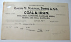 Aug. 8, 1912 Foster & Sons, Utica,Ny Invoice Sent To Company In Castorland, Ny