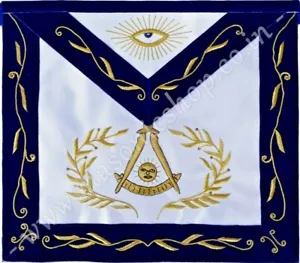 FREIMAURERBLAUE LODGE PAST MASTER SCHÜRZE BARREN HANDBESTICKT (MA-178-S) - Bild 1 von 2