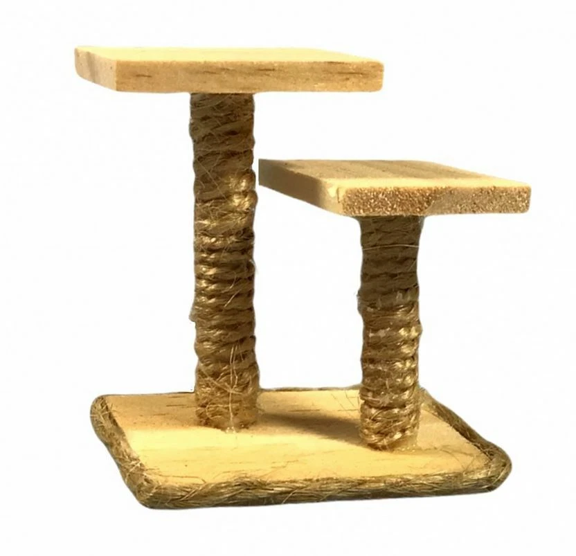 Soporte para gato miniatura y poste rascador, accesorio para gato casa de muñecas Foto 1 de 1