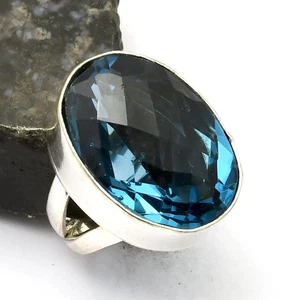 Blue Topaz Gemstone Handmade Ring Jewelry For New Year US Size-9.25 AR 33941 - Picture 1 of 1