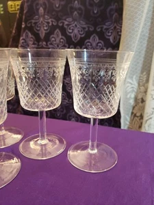 VIKTORIANISCHER GEÄTZTER KRISTALL WEIN 5 GLÄSER 6,5 Zoll 16,51 cm - Bild 1 von 7