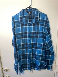 Camicia uomo Volcom blu e nera vestibilità classica a quadri in flanella con bottoni taglia L P - Foto 1 di 11