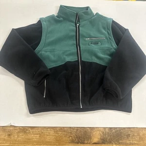 Vintage 90's Mountain Dew Jacket Green Fleece Convertible Vest Zip L/XL - Picture 1 of 7